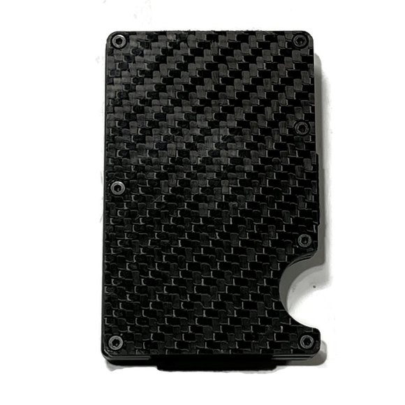 Carbon Fiber Metal Wallet RFID Blocking Money Clip Slim Credit Card Black - Picture 2 of 5